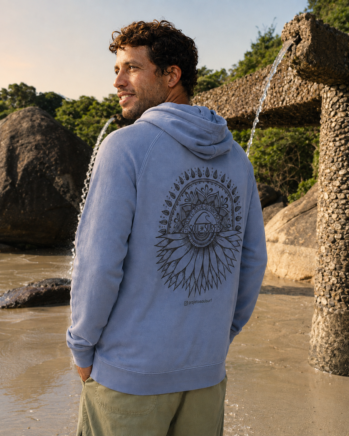 Blusa Moletom Azul Mandala Soul Surf