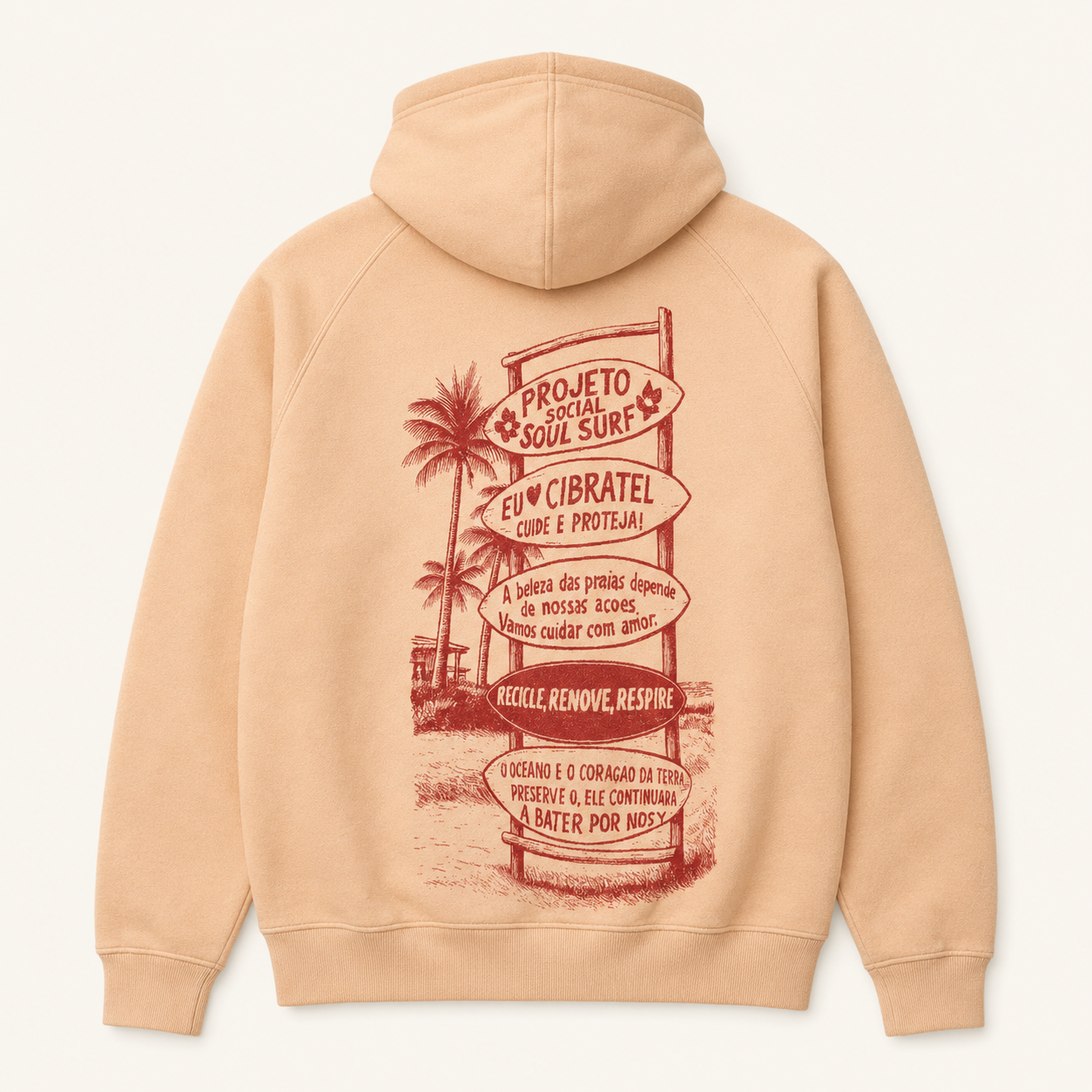 Blusa Moletom Salmão Prancha Casinha Soul Surf